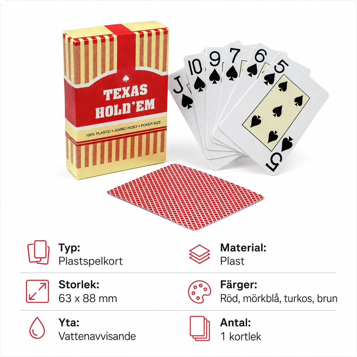 Plastspelkort för poker med vattenavvisande yta