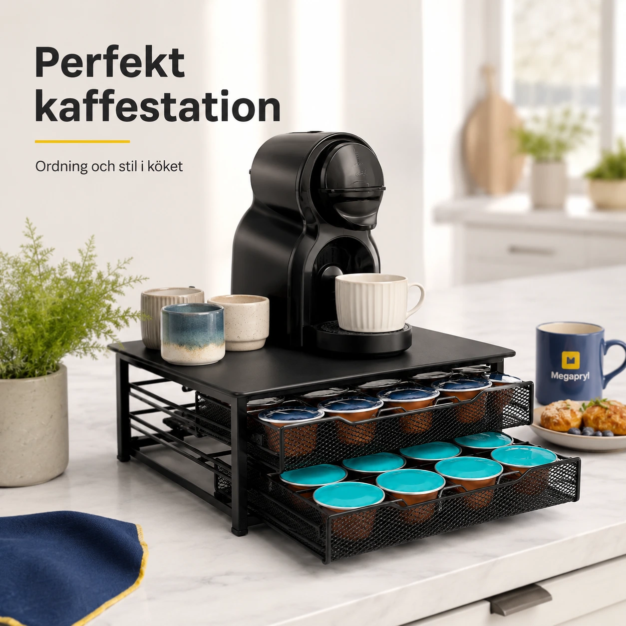 Kaffekapselhållare med Dubbla Lådor för 72 Kapslar