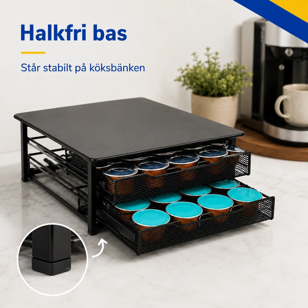 Kaffekapselhållare med Dubbla Lådor för 72 Kapslar