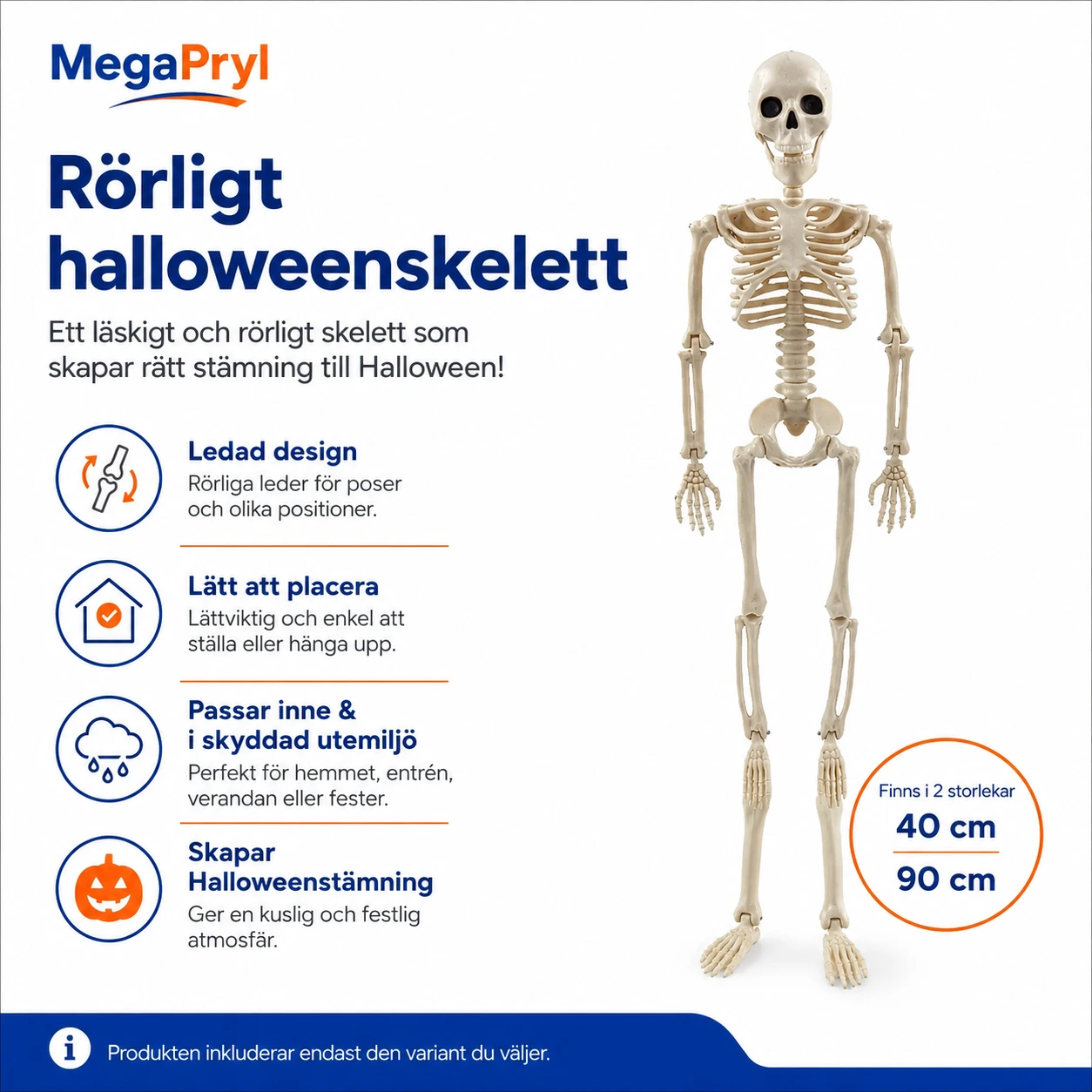 Rörligt halloweenskelett för dekoration