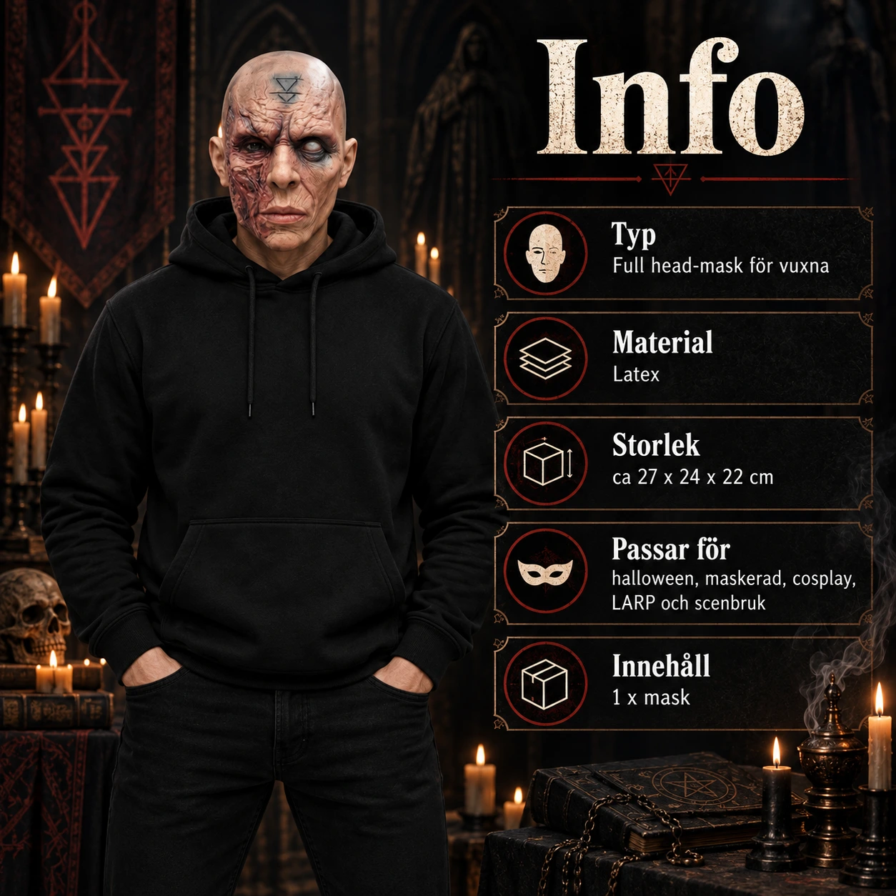 Latexmask präst för halloween och cosplay