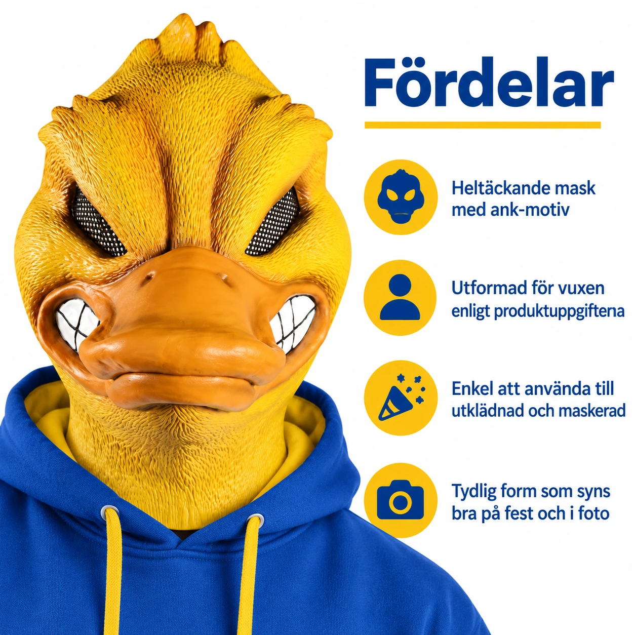 Gul Arger Anka Latexmask