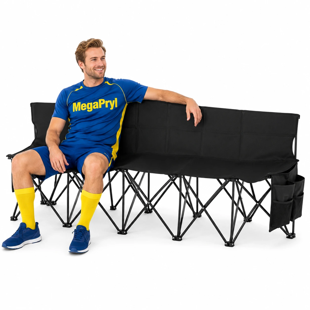 Hopfällbar sidlinjebänk för sport och camping med väska