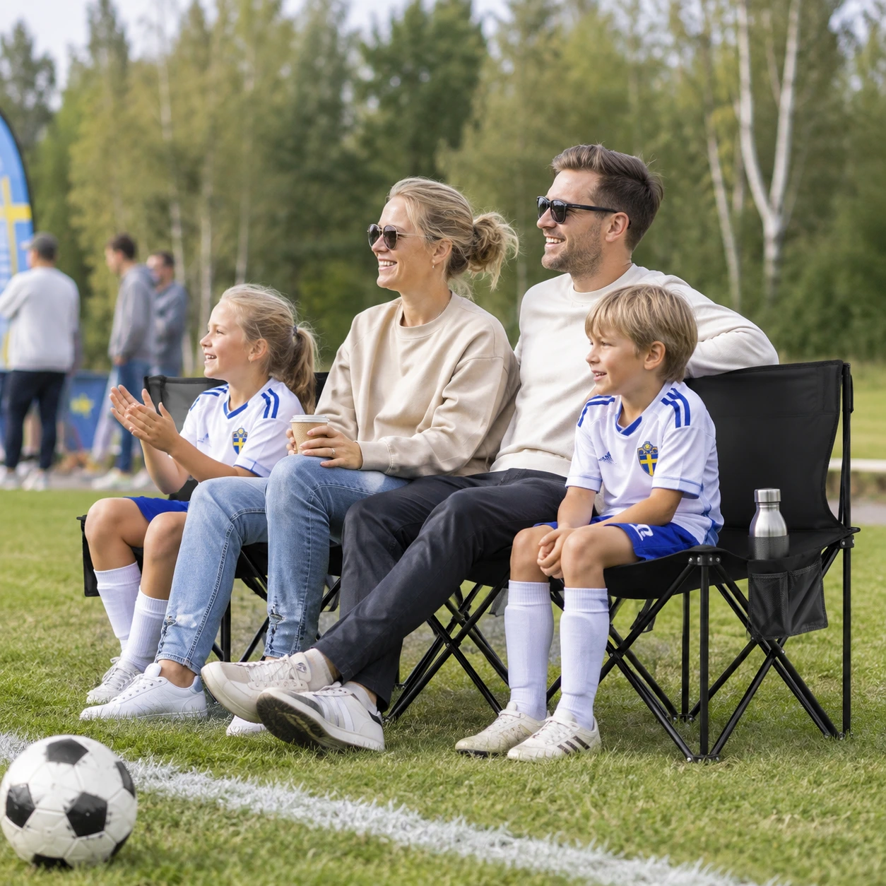 Hopfällbar sidlinjebänk för sport och camping med väska