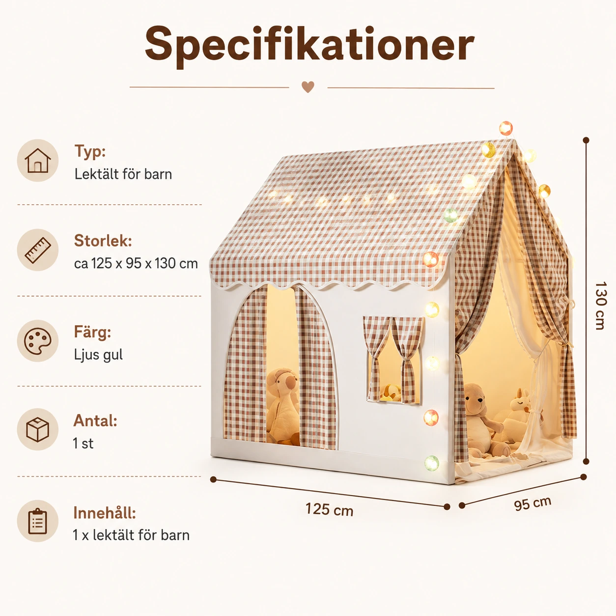 Lasten sisäleikkiteltta talon muotoinen