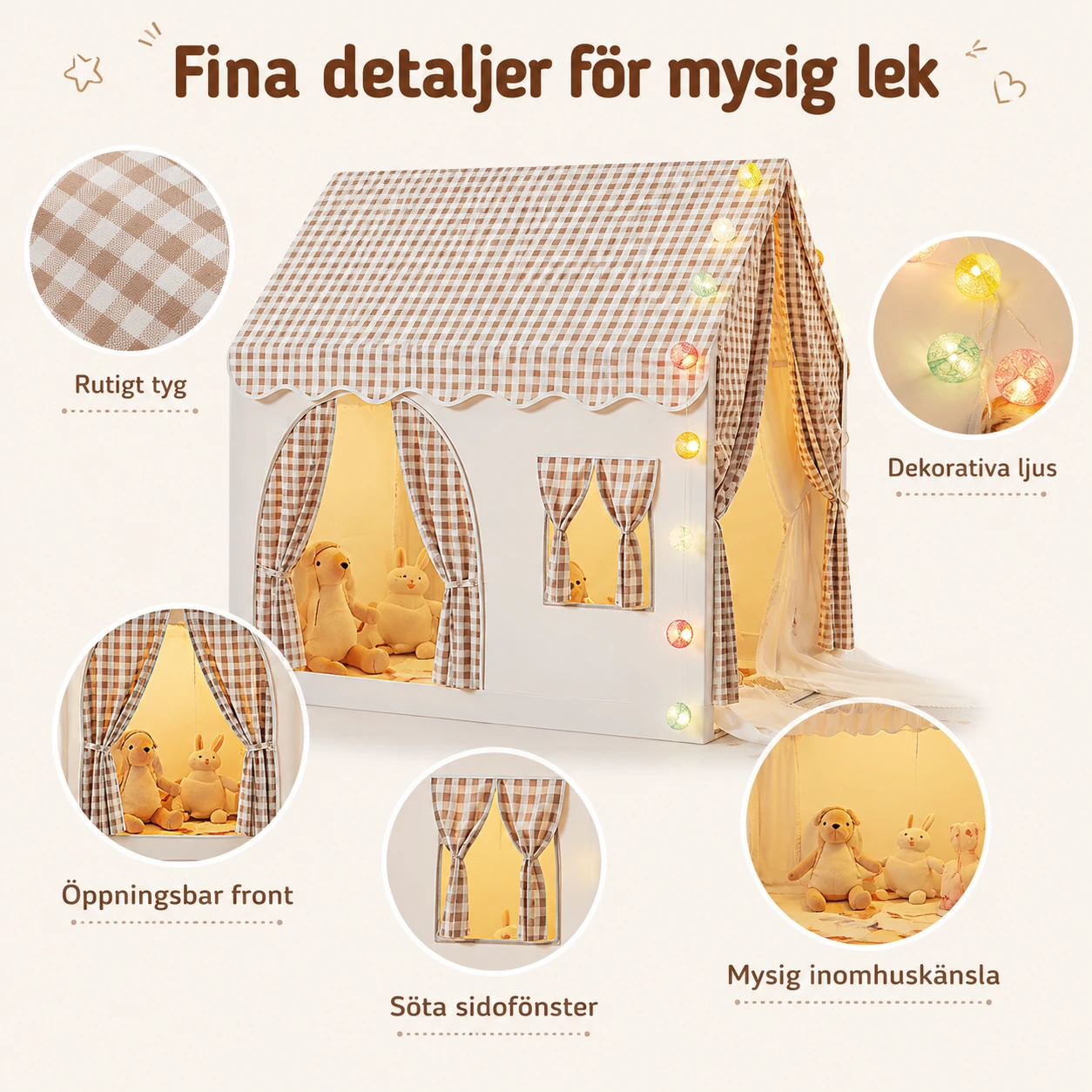 Lektält för barn inomhus i husform