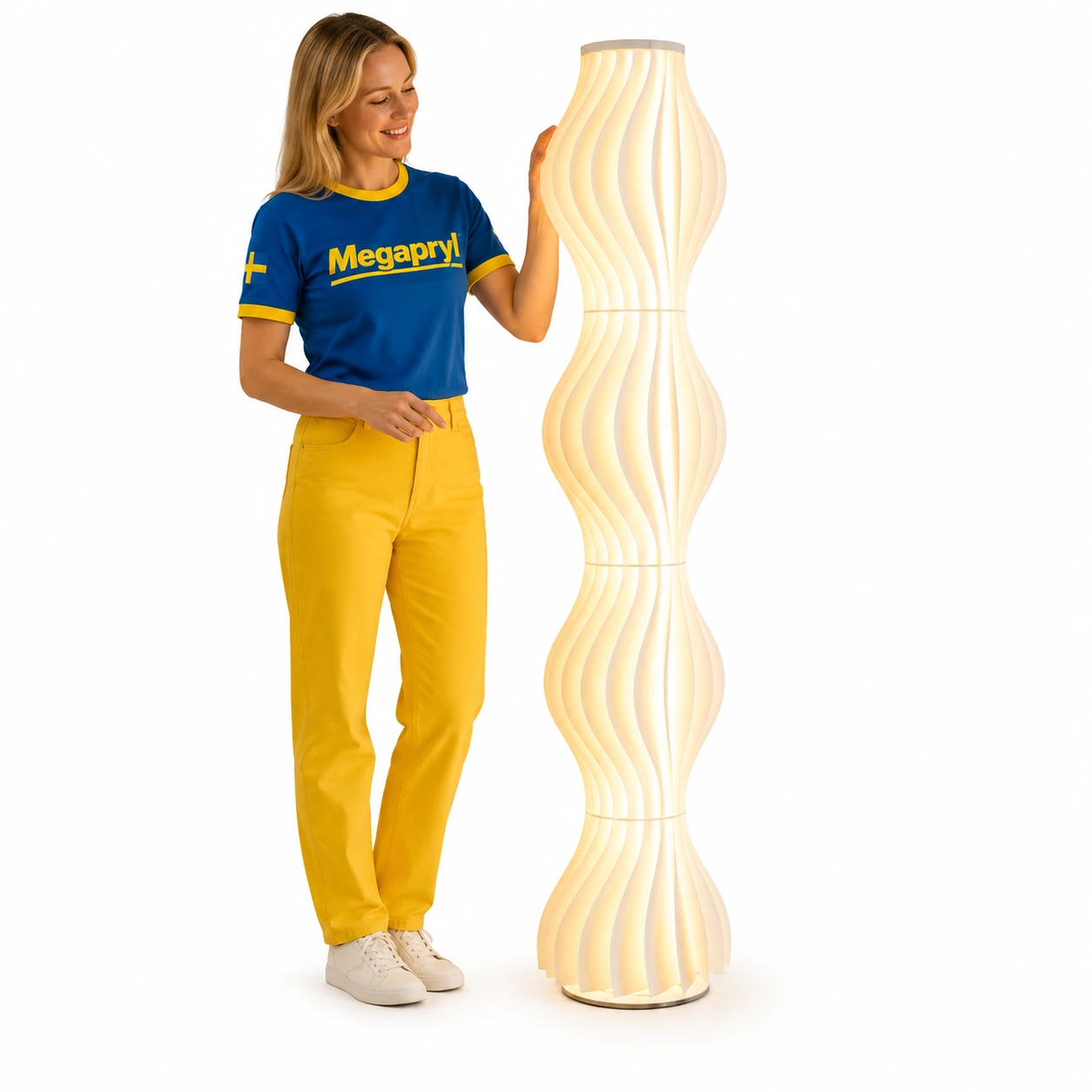 Vågig LED Golvlampa 170 cm i Vit Design