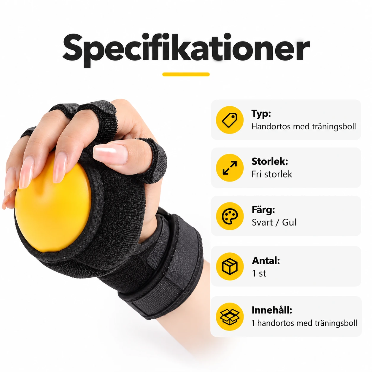 Handortos med träningsboll för hand och fingrar