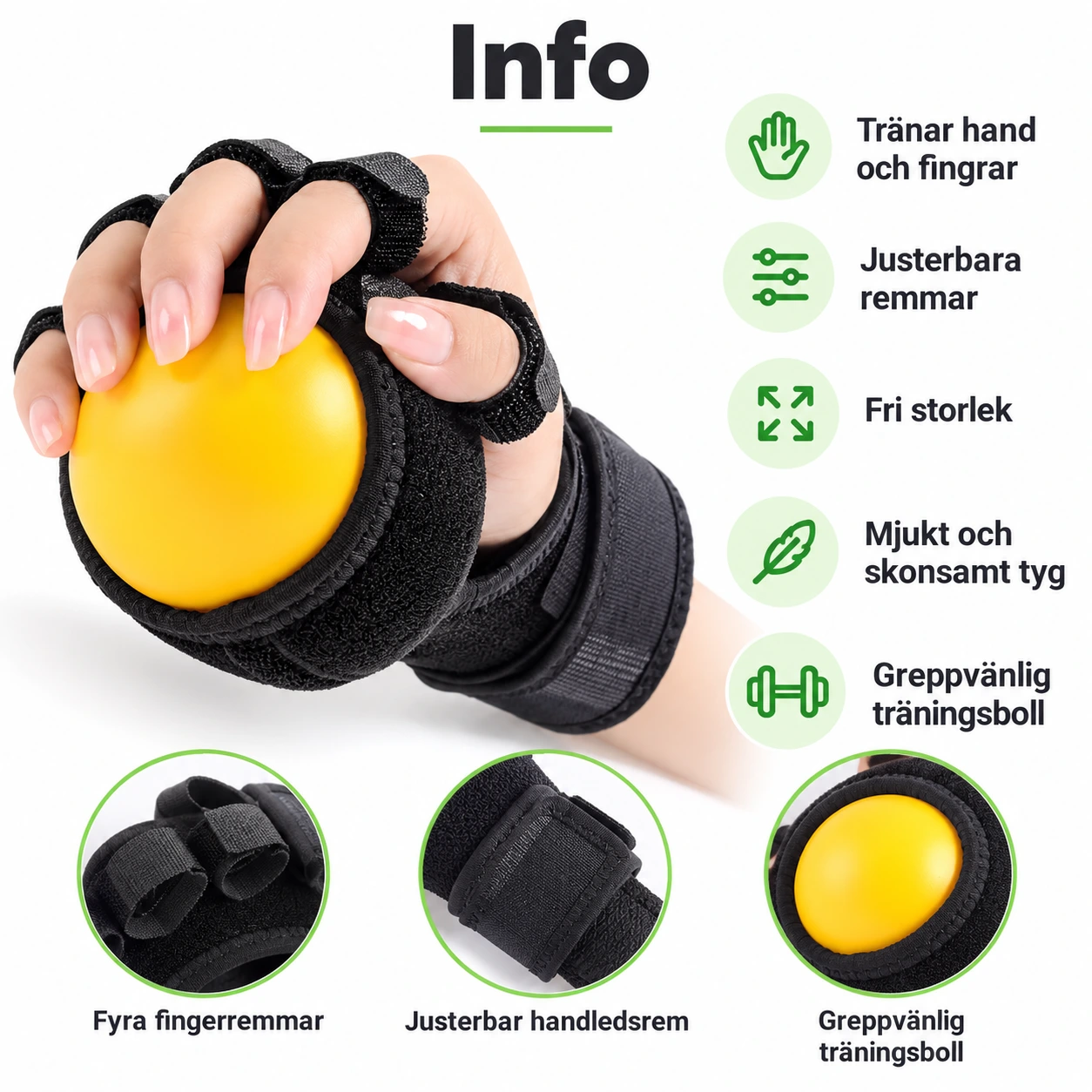 Handortos med träningsboll för hand och fingrar