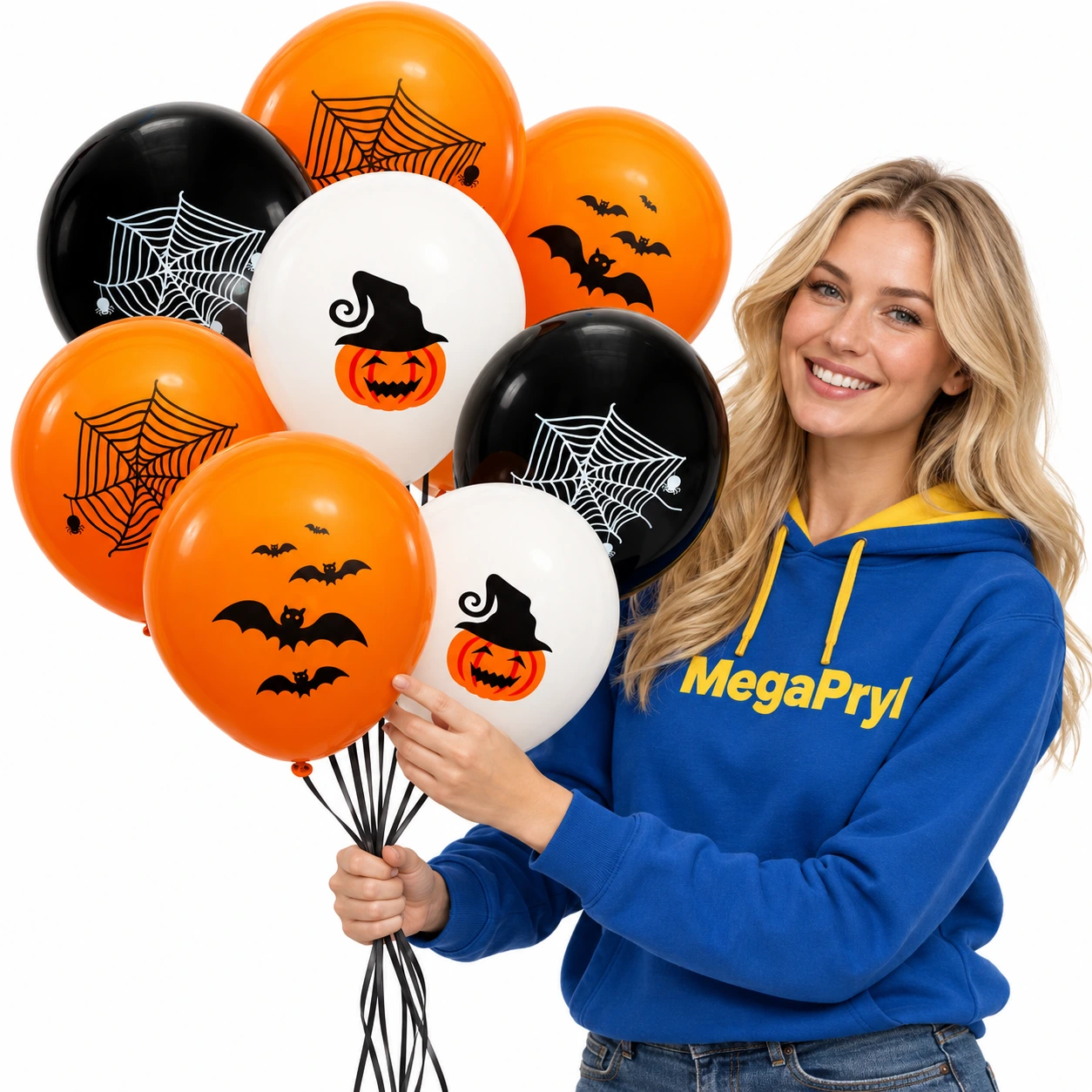 Halloween-ilmapallot kurpitsa-, lepakko- ja hämähäkinseittikuviolla 24 kpl
