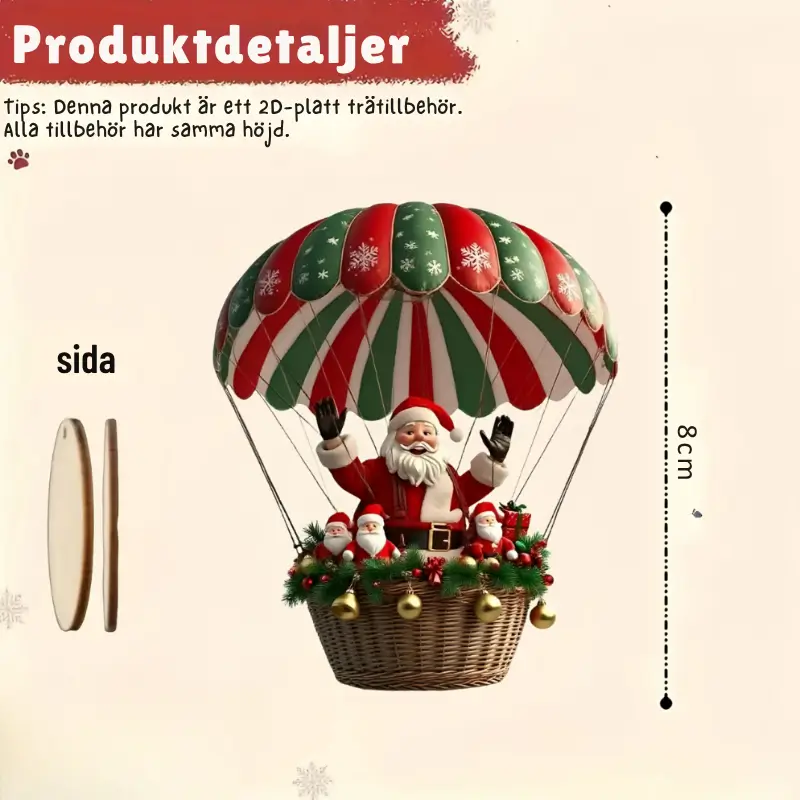 Julhängen Trä 10-pack – Tomte i Luftballong 3