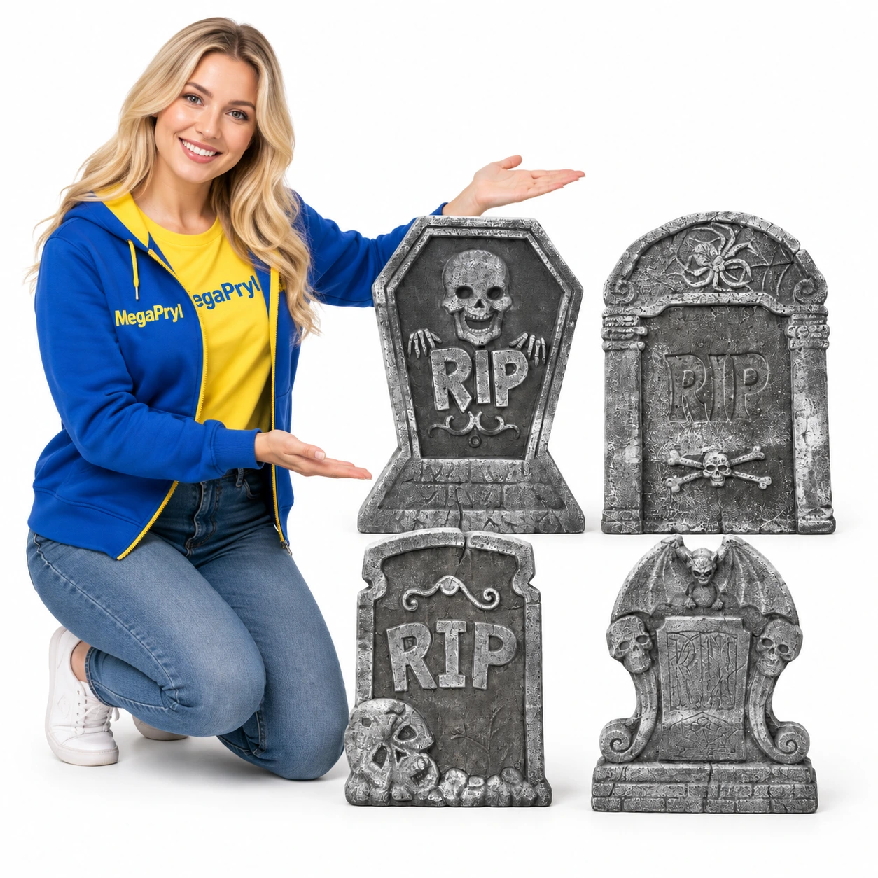 Hautakivet halloween-rekvisiitaksi vaahtomuovista, 1 setti