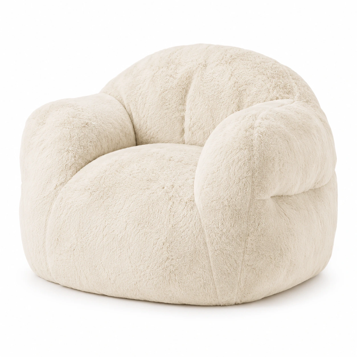 Sittsäck Fåtölj Oversized i Teddy Beige med Armstöd