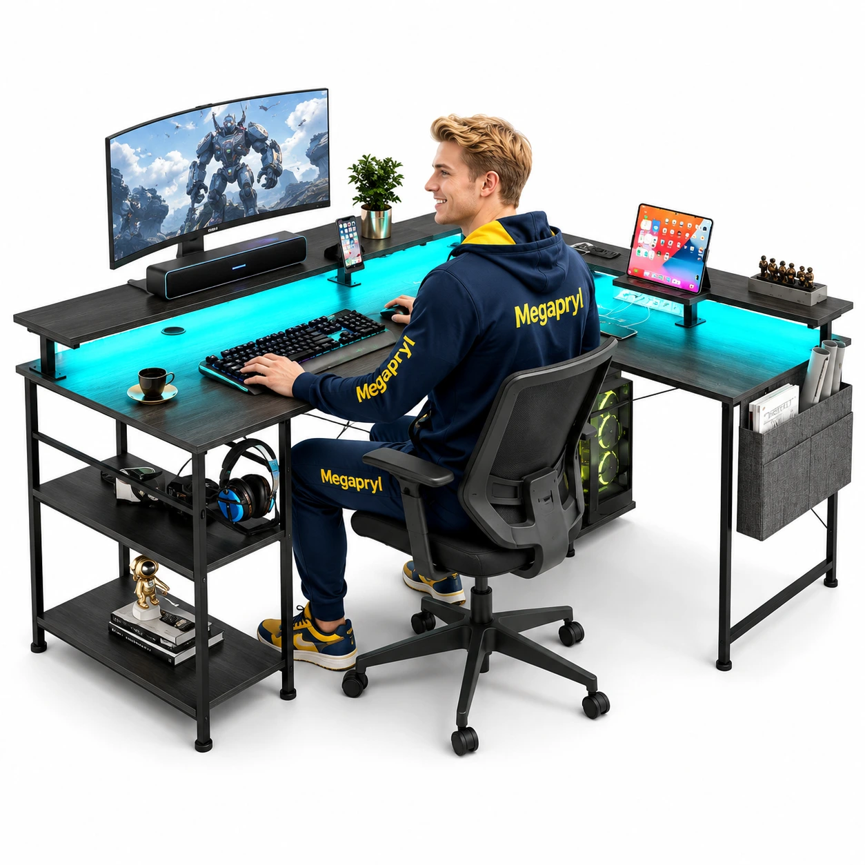 Datorbord L-format med LED, USB och Eluttag