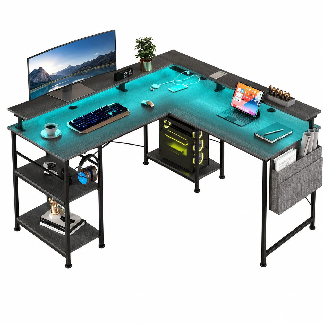 Datorbord L-format med LED, USB och Eluttag