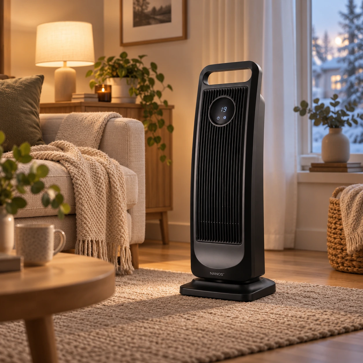 Keramisk tornfläkt för hemmet med oscillering och timer