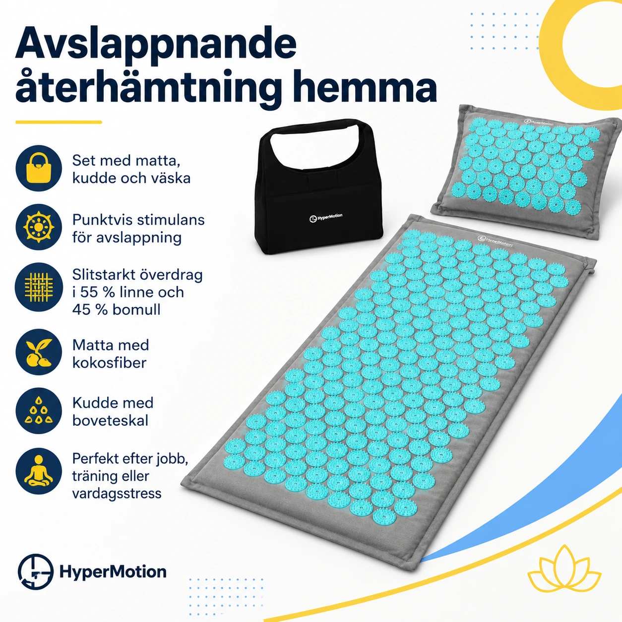 Akupressurmatta Set med Kudde och Väska 72 x 42 cm