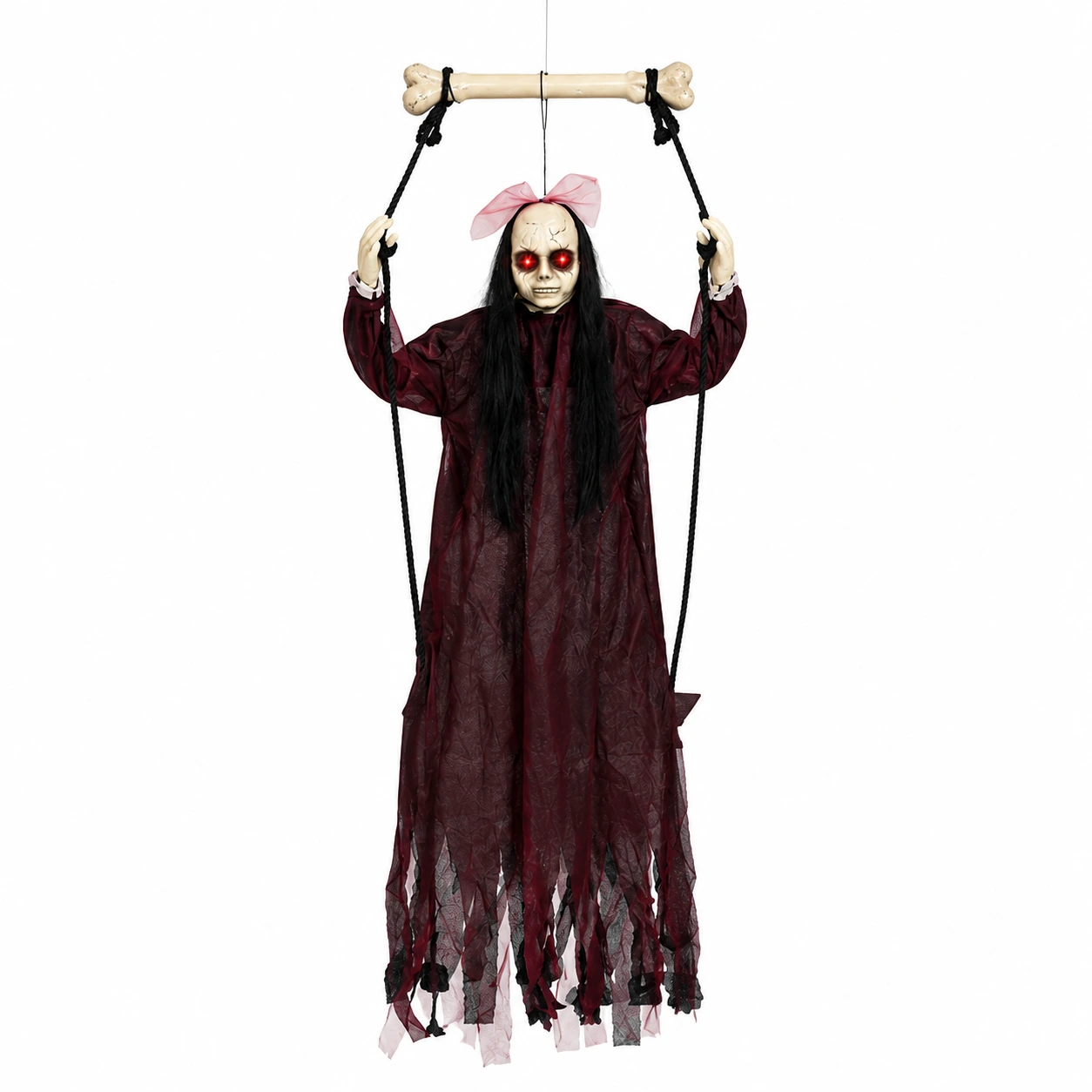 Hängande spökdekoration för Halloween med ljusögon och ljud