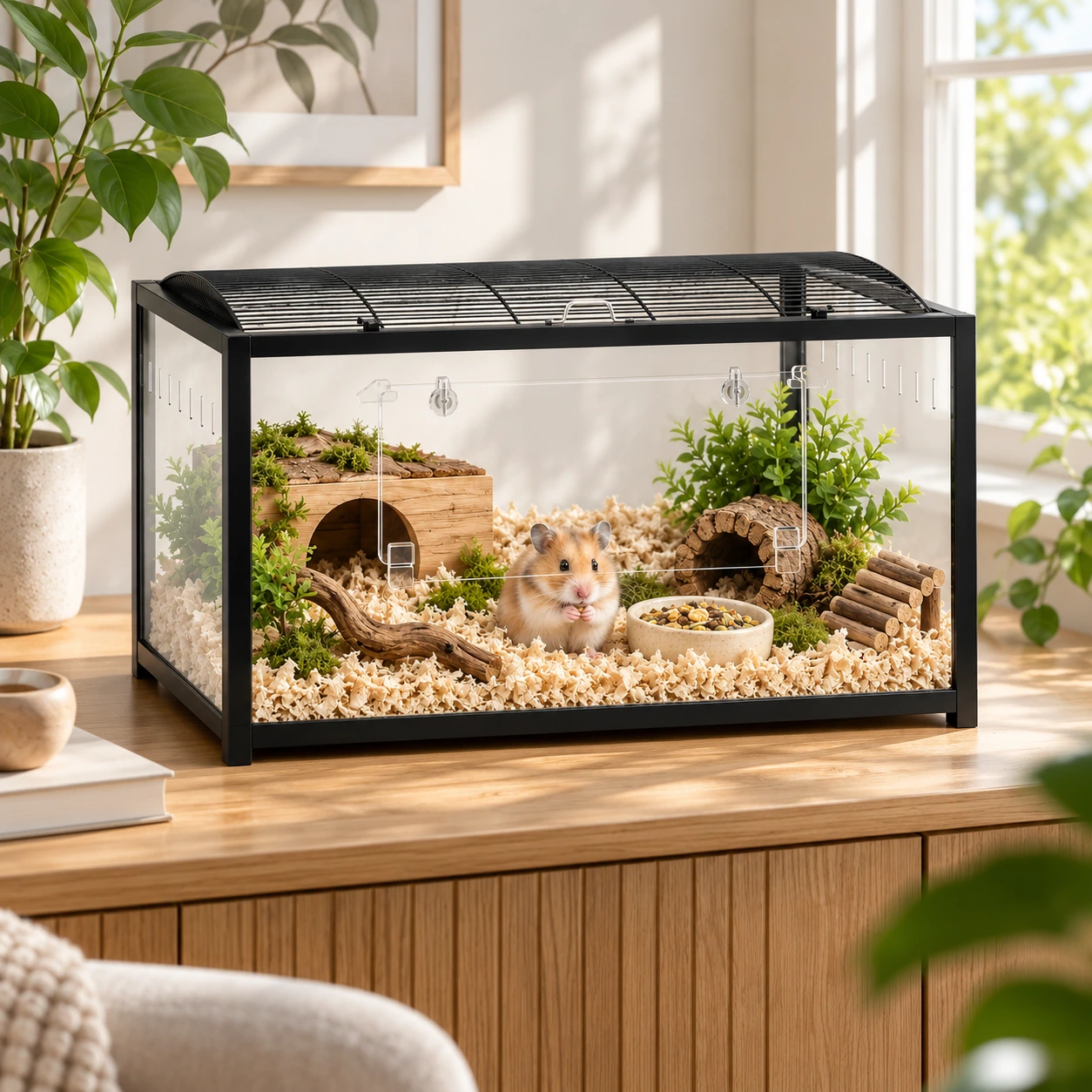Terrarium för smådjur med frontdörr, 96 x 47 x 55 cm