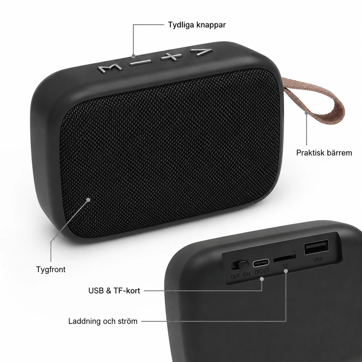 Mini Bluetooth-högtalare med FM, USB och TF-kort