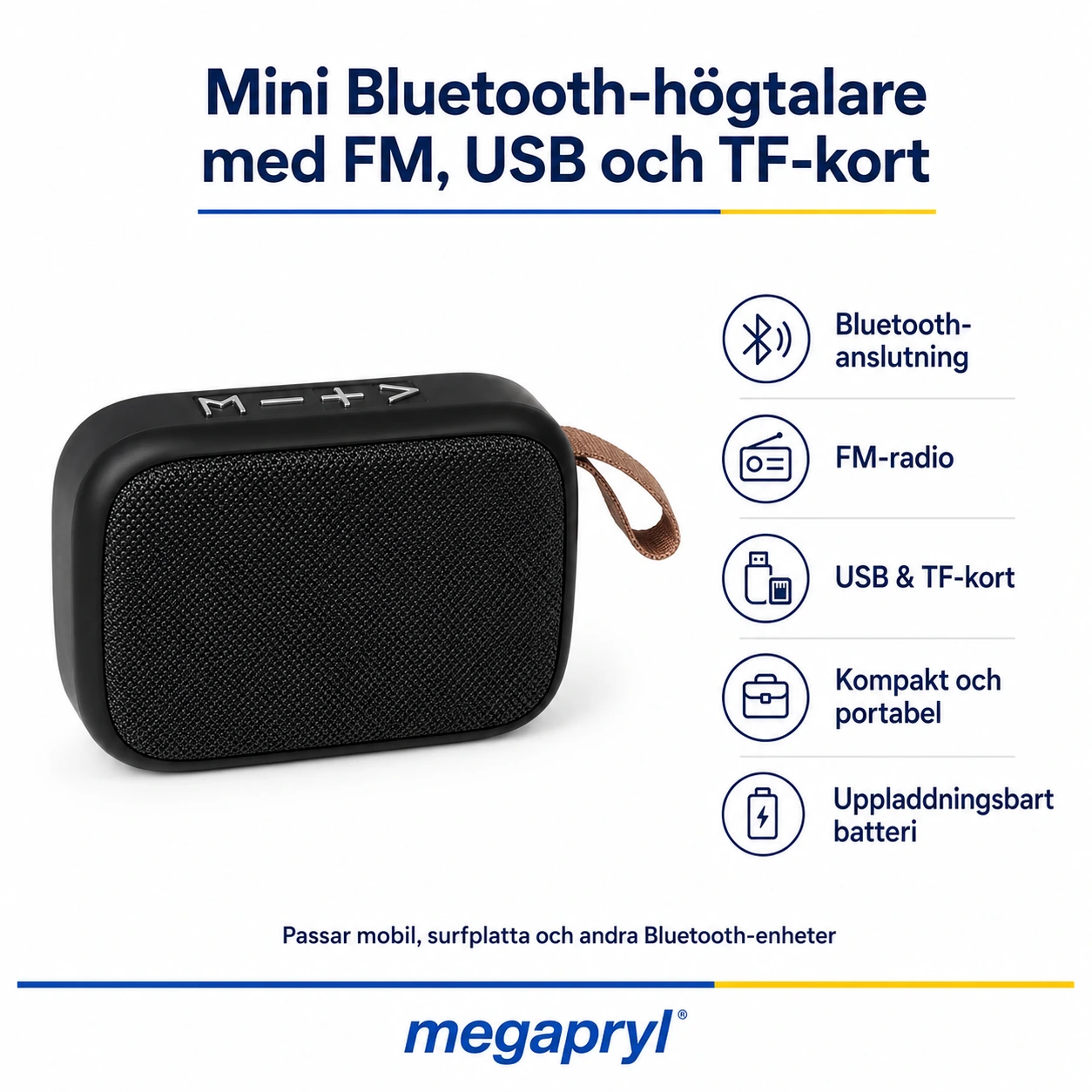 Mini Bluetooth-högtalare med FM, USB och TF-kort