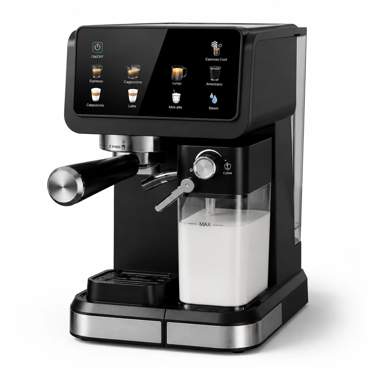Espressomaskin 20 Bar med Touchskärm och Mjölkskummare