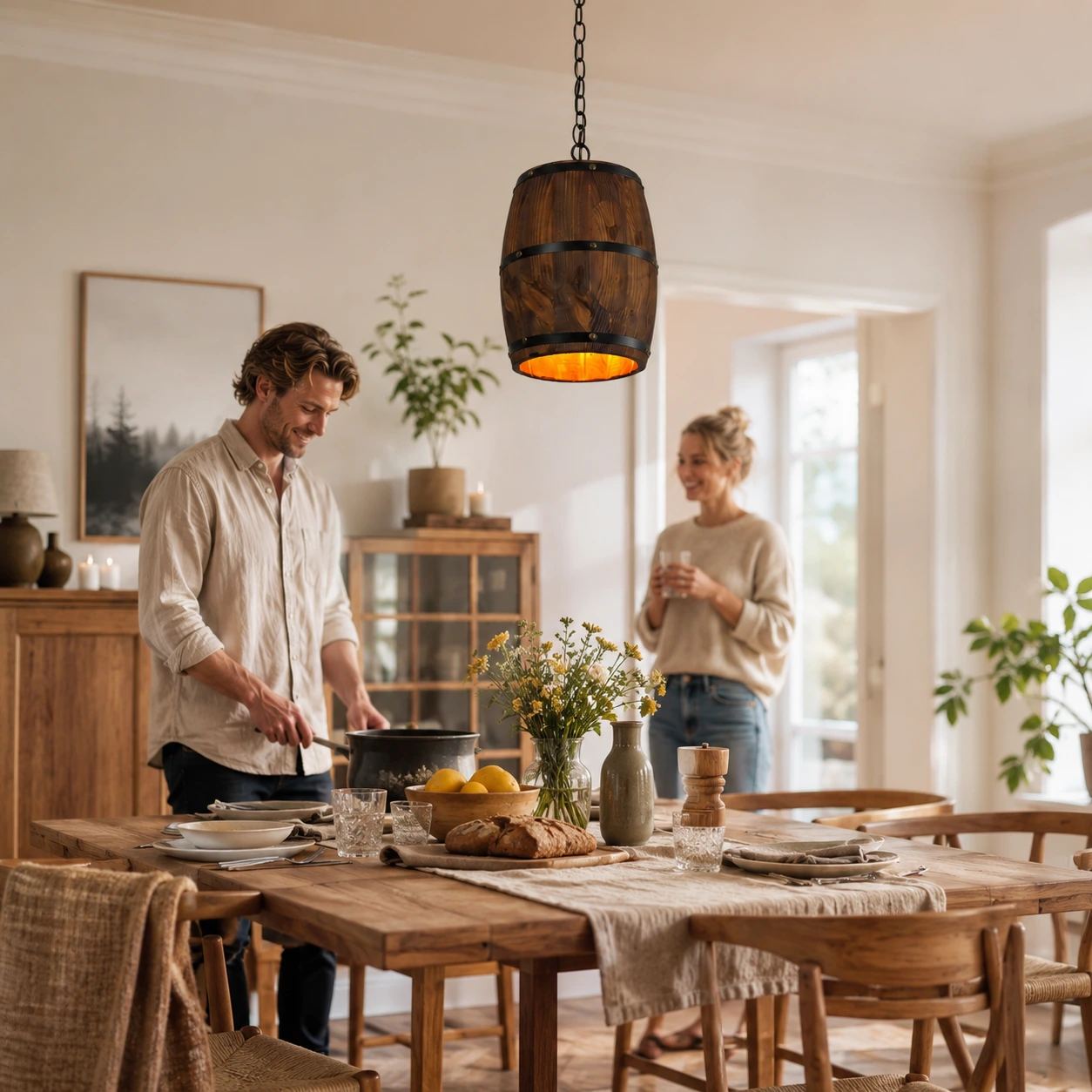 Taklampa i vintunnestil med kedja och E27-sockel