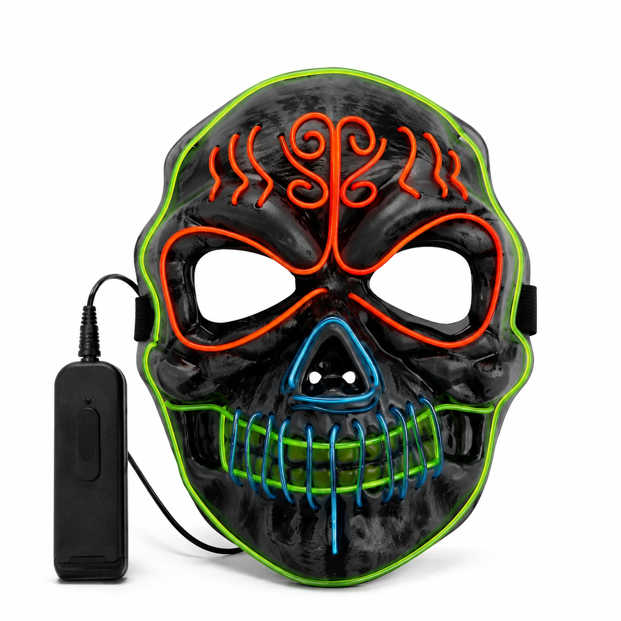 LED-mask med dödskallemotiv för halloween och maskerad