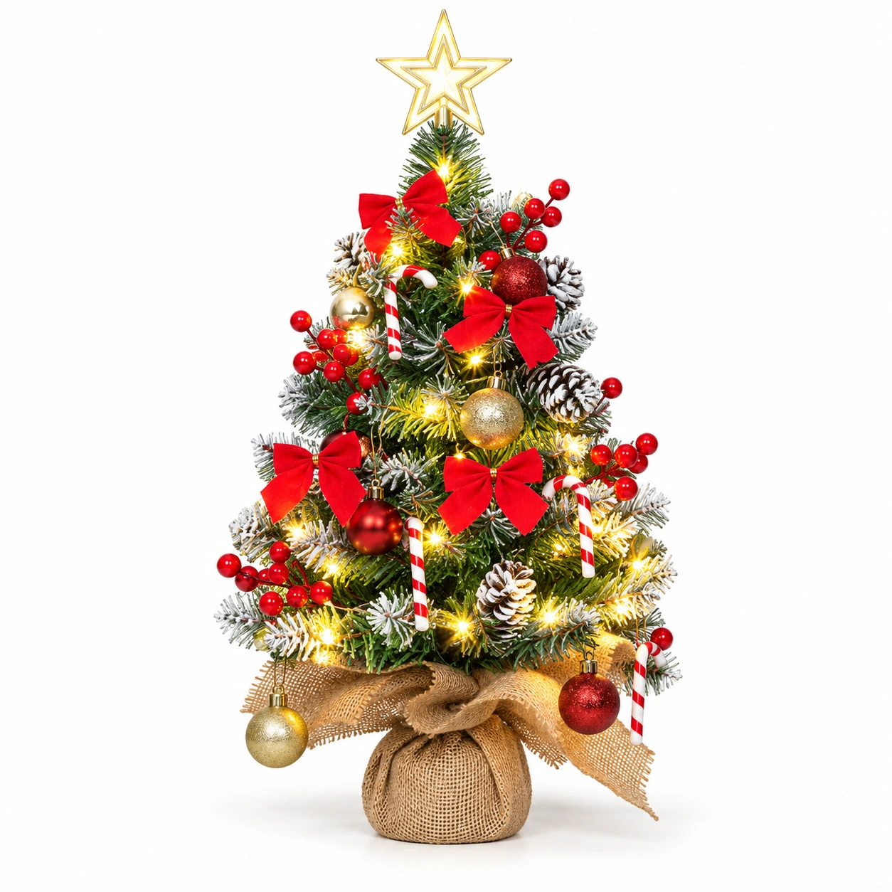 Bordsjulgran med belysning i PVC, 60 cm