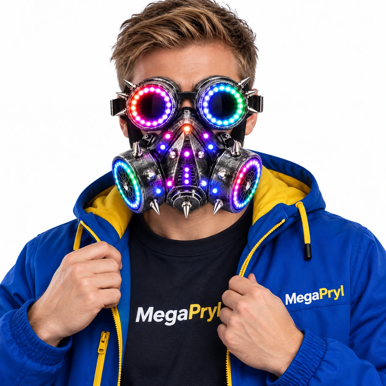 Cyberpunk LED Gasmask med Skyddsglasögon