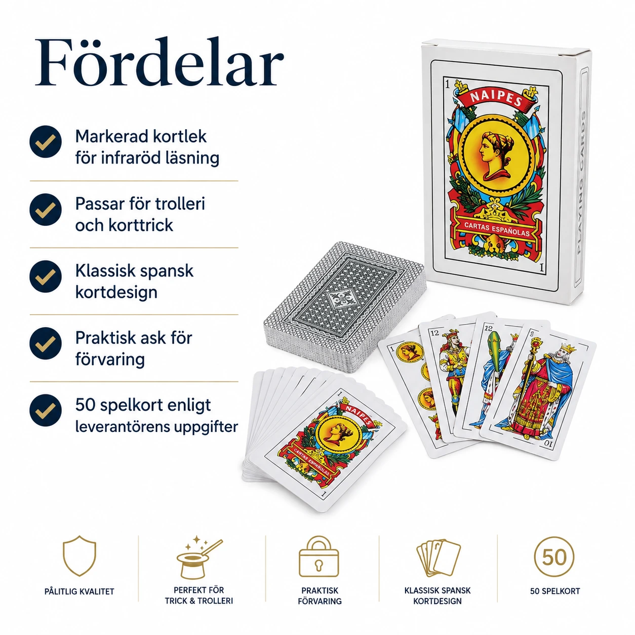 Markerad kortlek med infraröd läsning, 50 kort