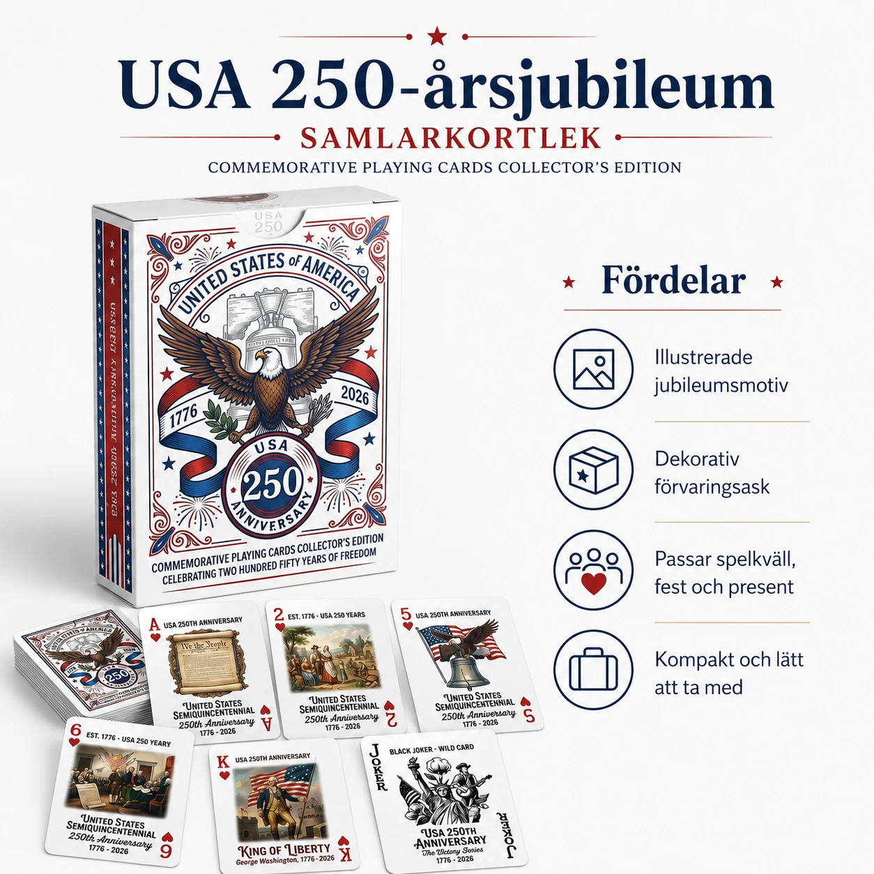 Spelkort USA 250-årsjubileum samlarutgåva
