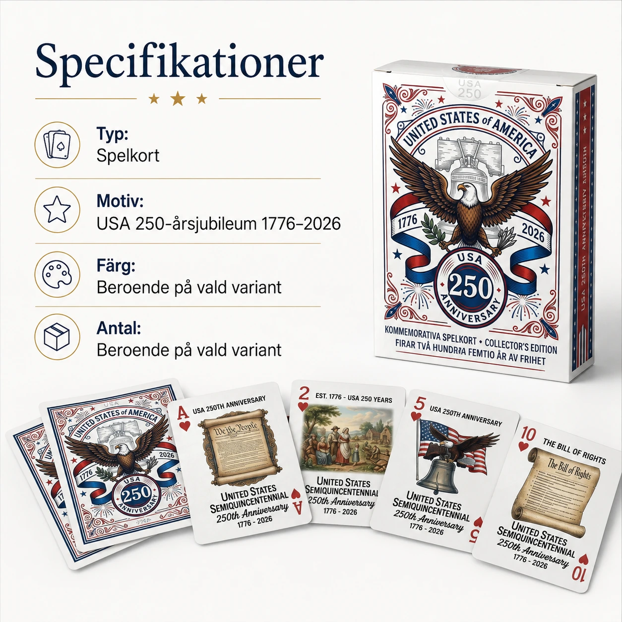 Spelkort USA 250-årsjubileum samlarutgåva