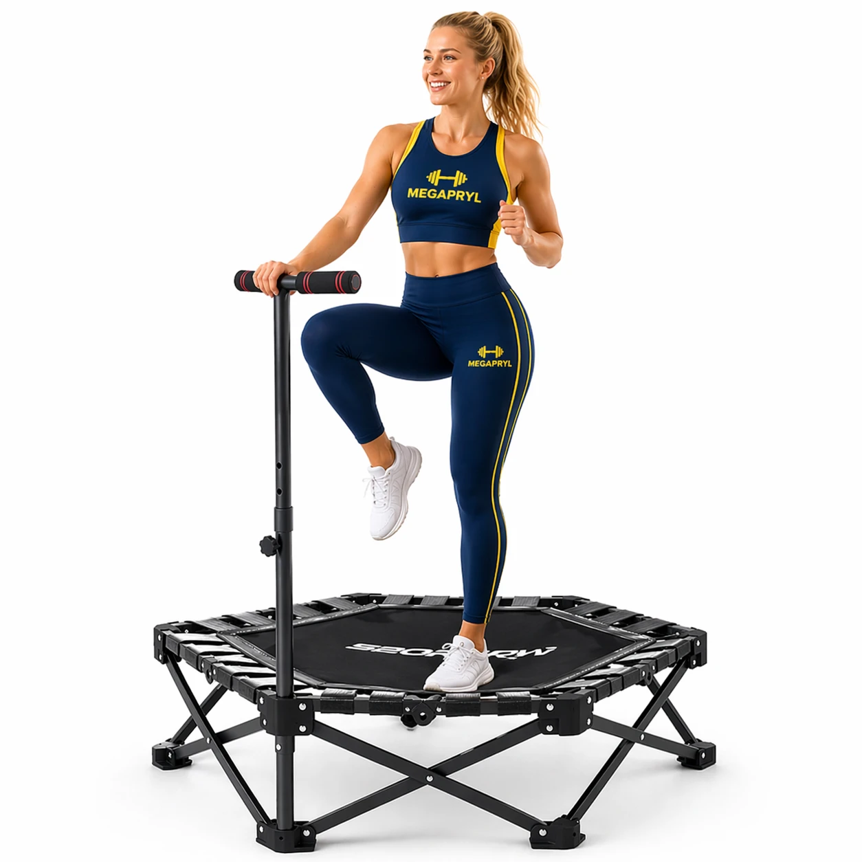 Trampolin Fitness – Hopfällbar & Justerbar Stång