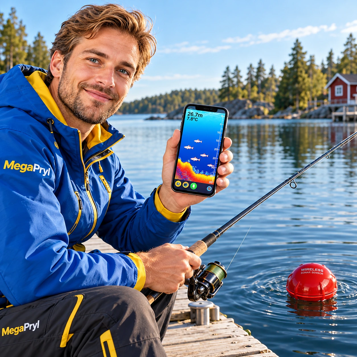 Portabel sonarsensor för fiske med trådlös anslutning