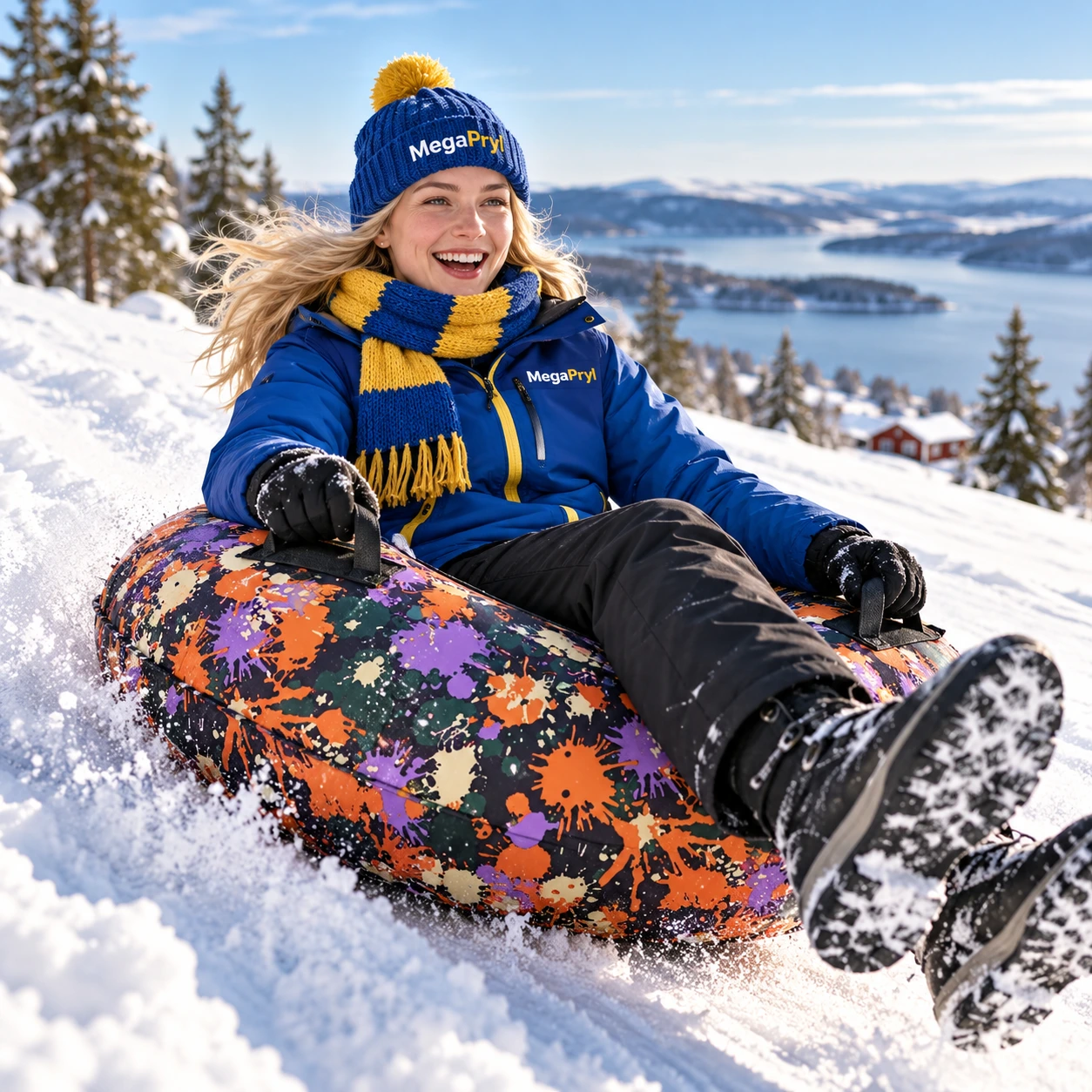 Uppblåsbar snöring för vuxna och barn med handtag
