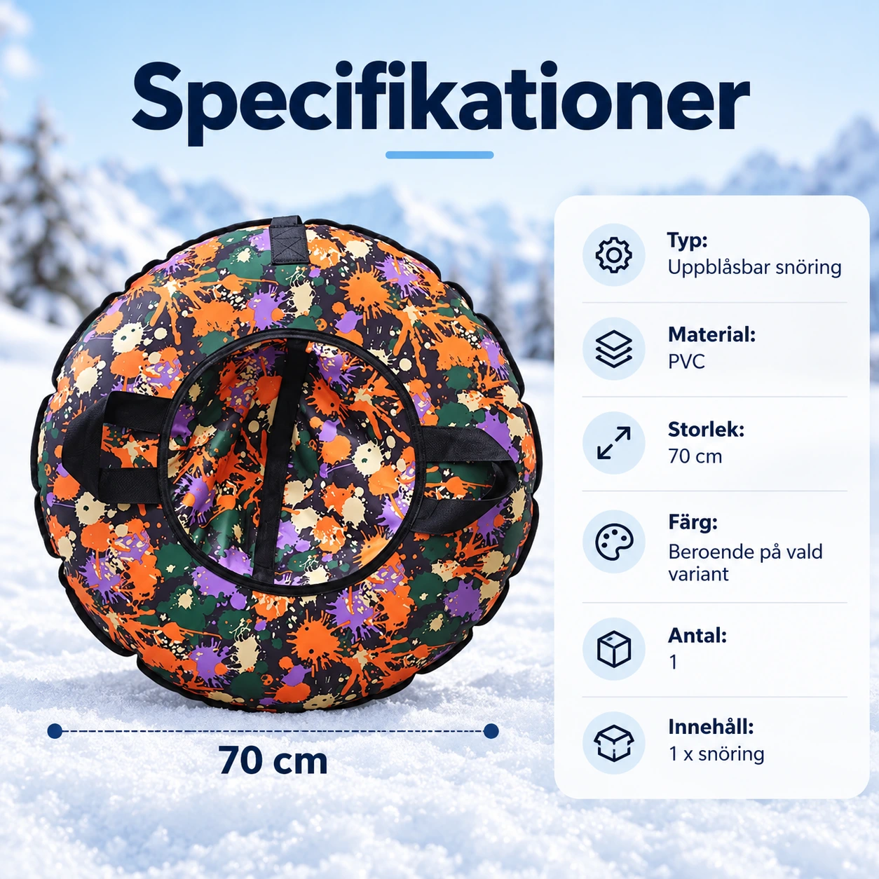 Uppblåsbar snöring för vuxna och barn med handtag