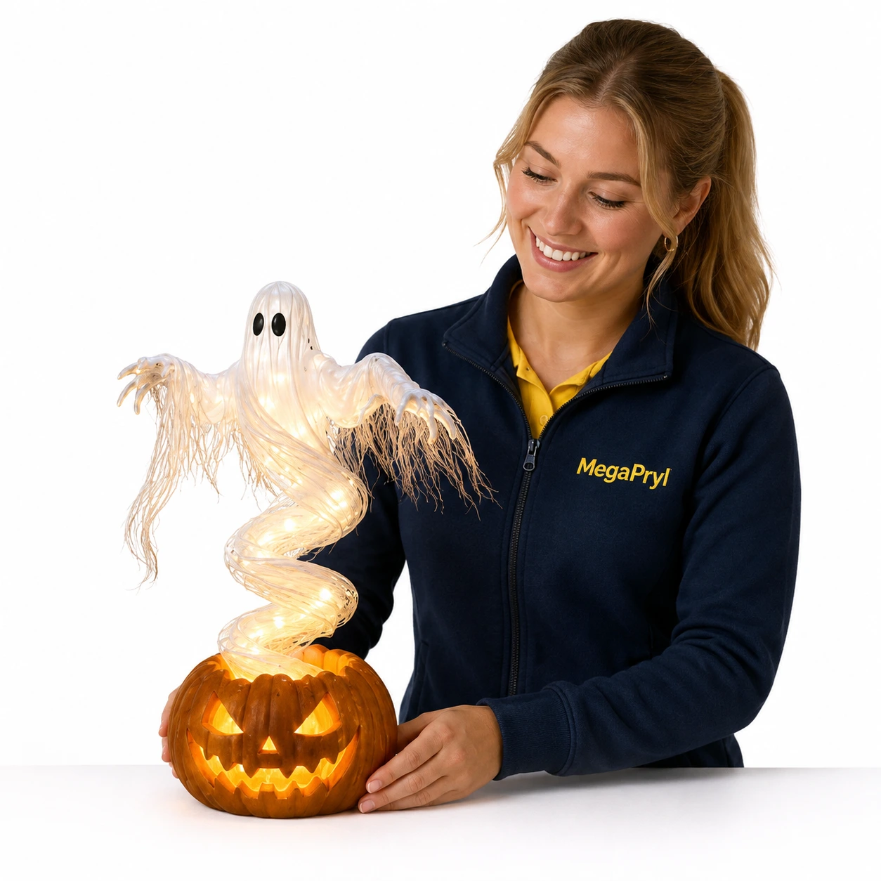 Halloween-dekoration med spöklykta och LED
