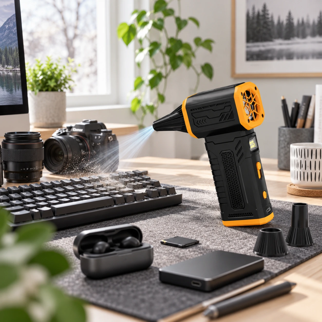 Handhållen luftblåsare för rengöring med display och USB-C