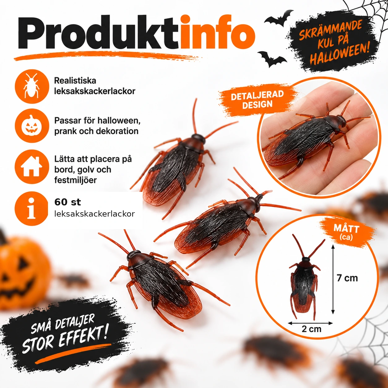 Leksakskackerlackor för dekoration och prank 60 st