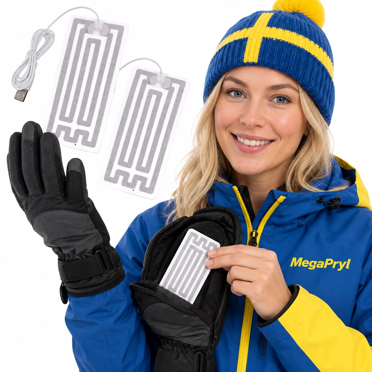 USB-värmepads för kläder och handskar i grafen, 2-pack