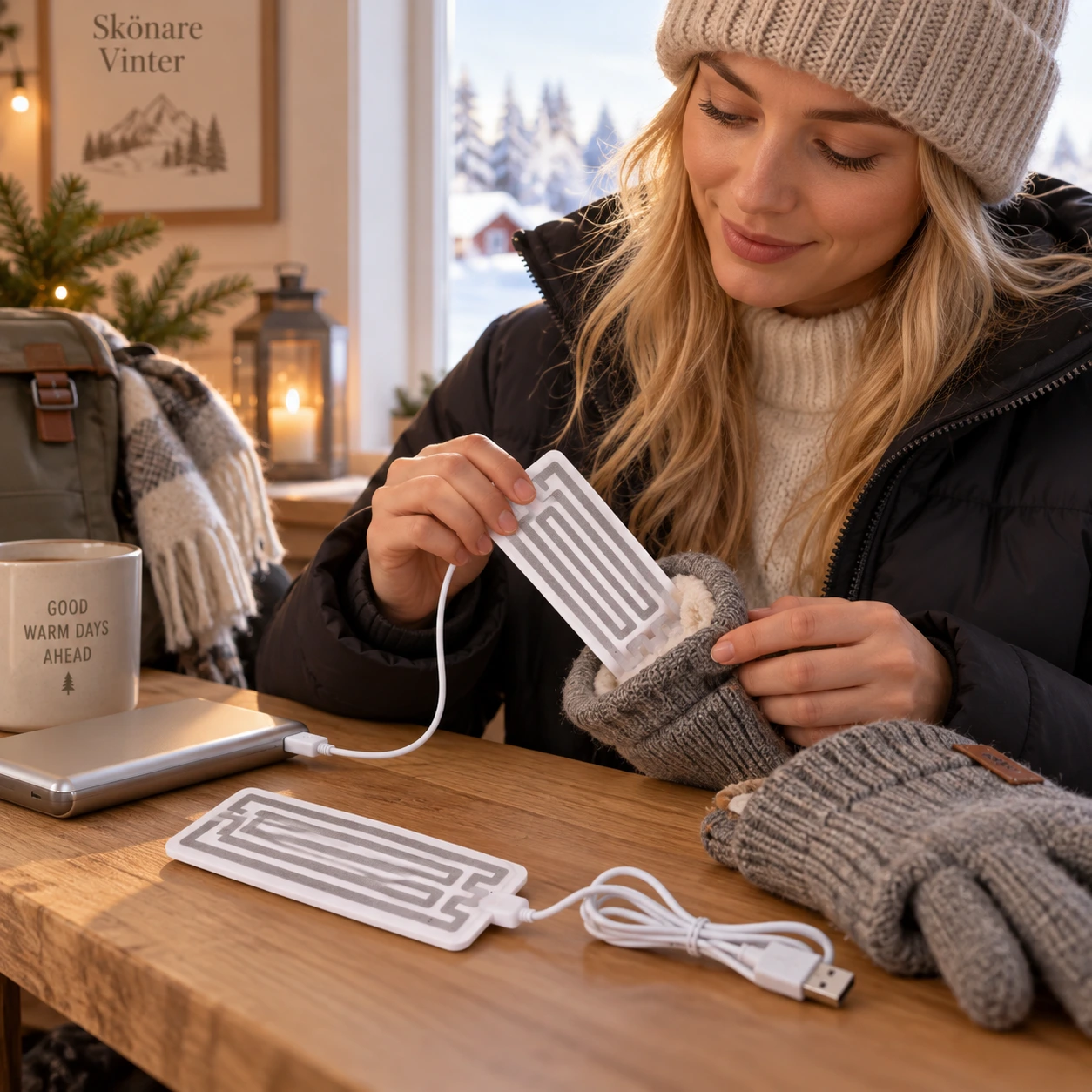 USB-värmepads för kläder och handskar i grafen, 2-pack