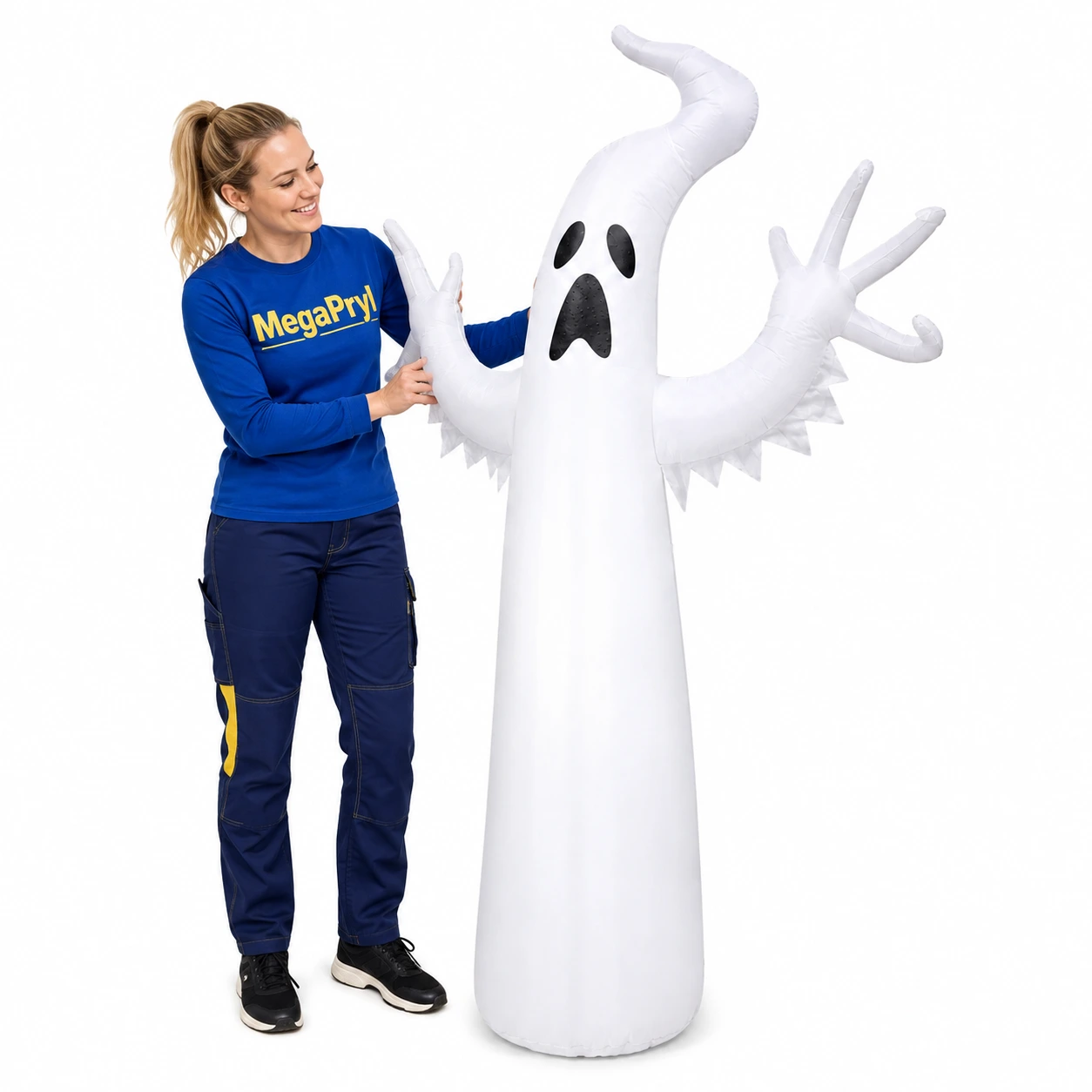Uppblåsbart Halloween-spöke för trädgård med LED-belysning