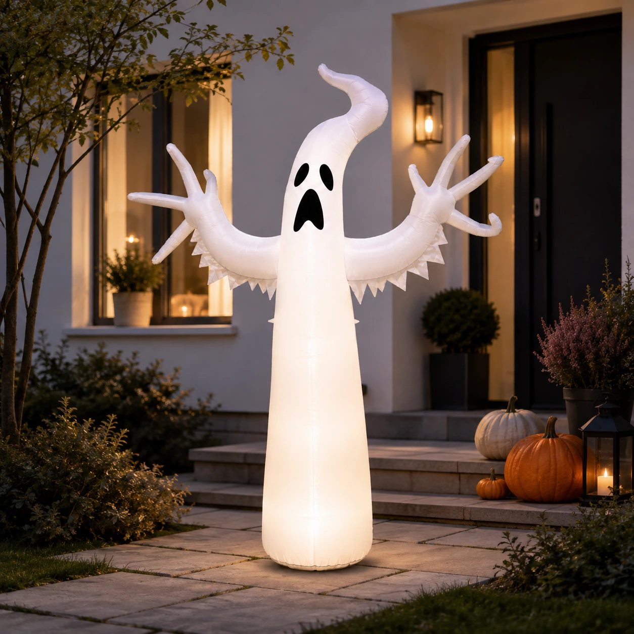 Uppblåsbart Halloween-spöke för trädgård med LED-belysning