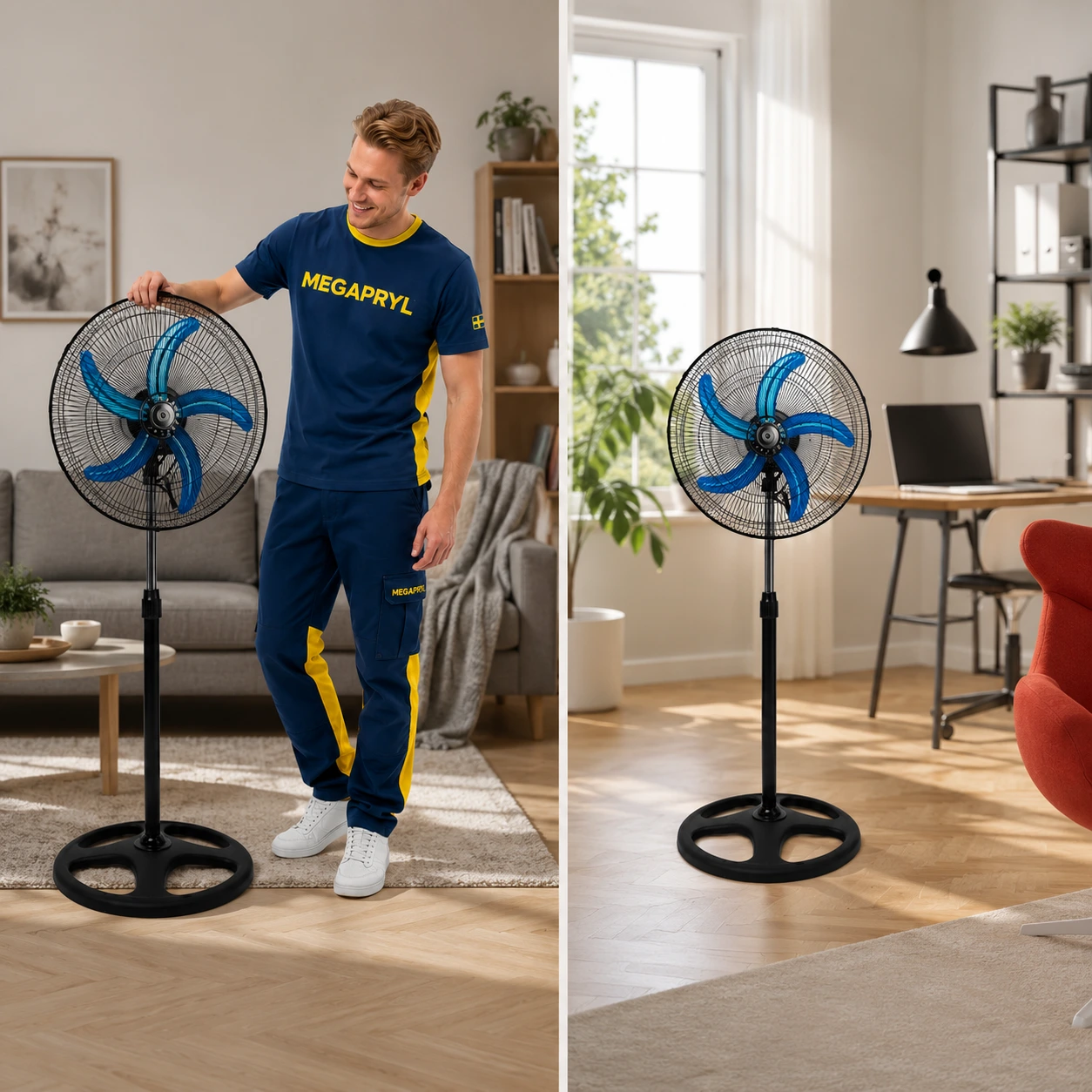 Golvfläkt 220V med Justerbar Höjd och 3 Hastigheter