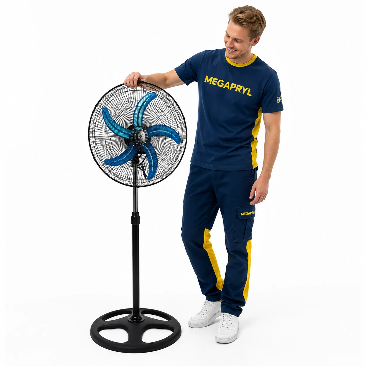 Golvfläkt 220V med Justerbar Höjd och 3 Hastigheter