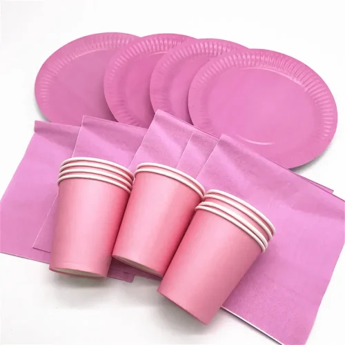 Rosa Engångs Festdukning - Set