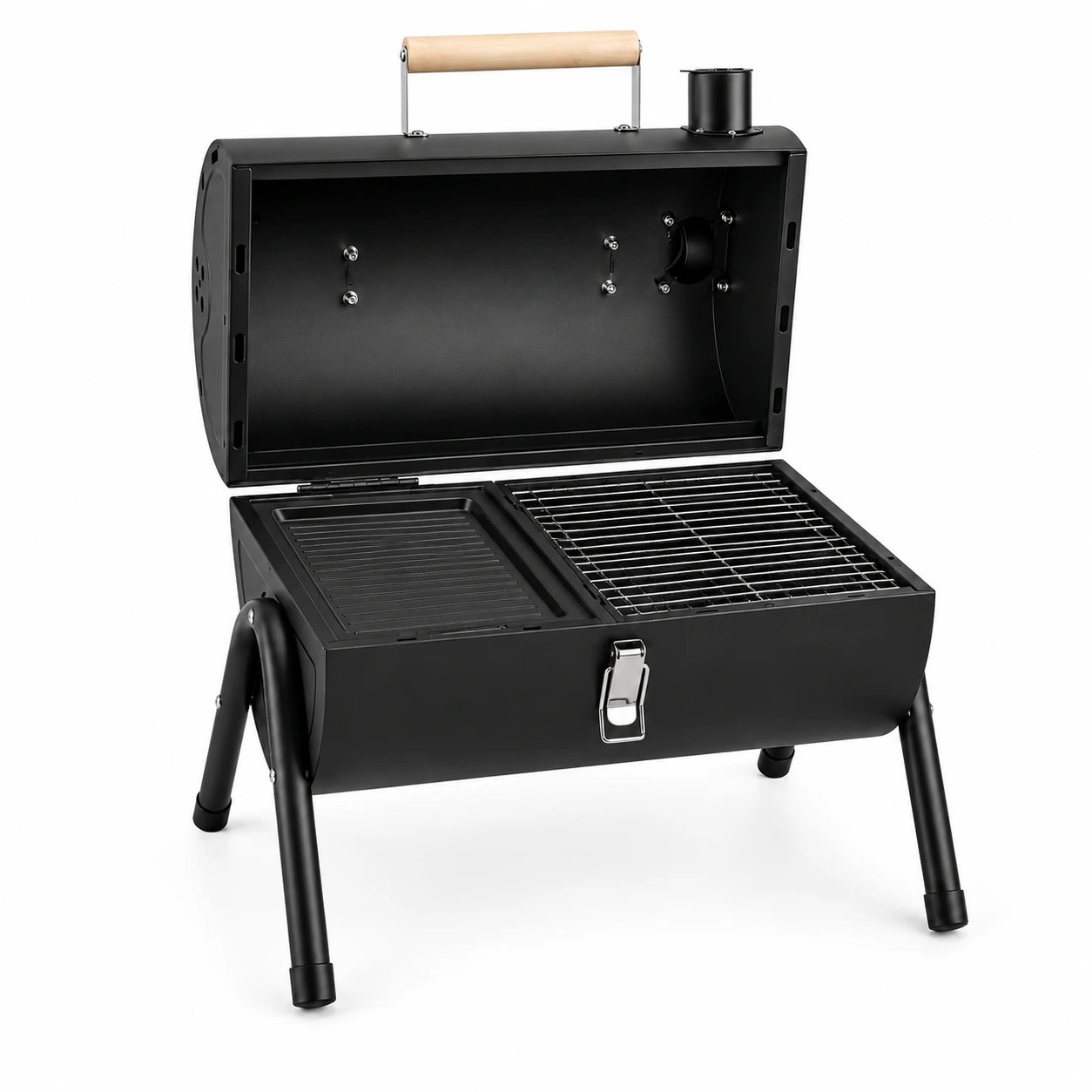 Portabel Kolgrill med Lock och Grillplatta