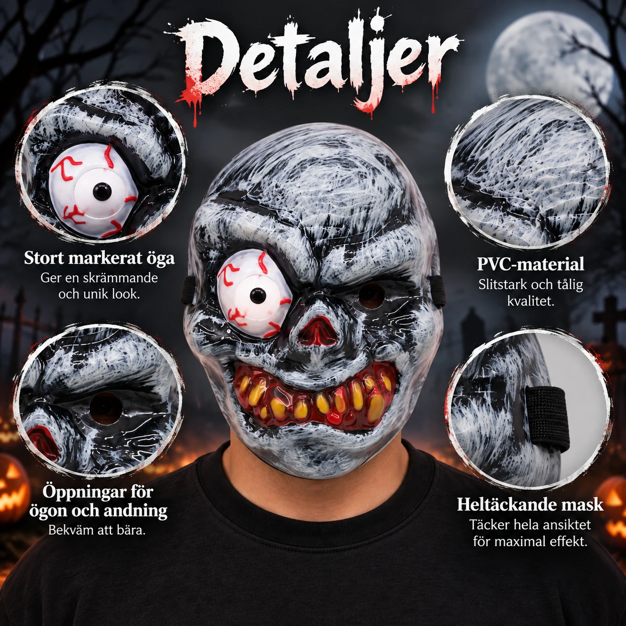 Mask spöke i PVC, heltäckande