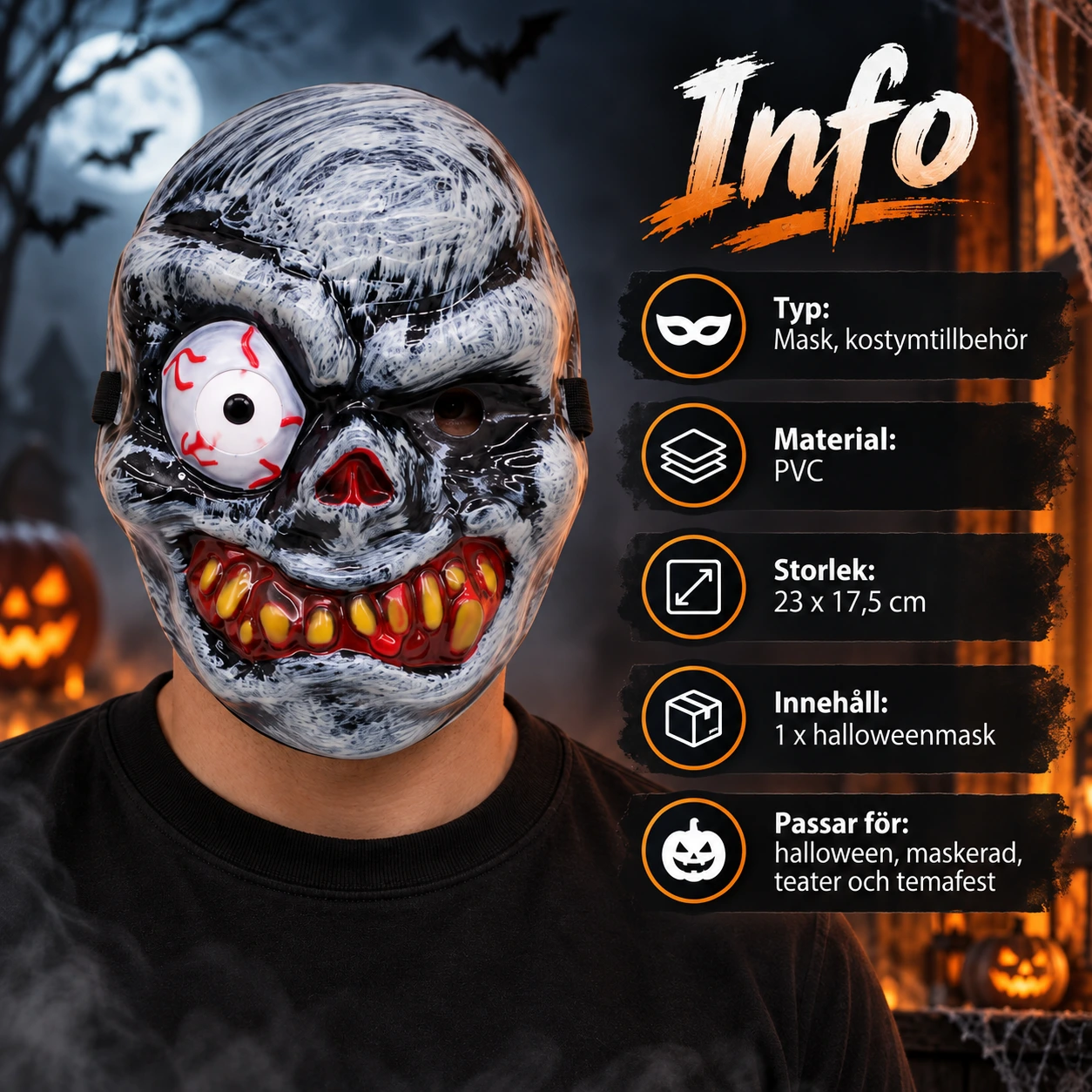 Mask spöke i PVC, heltäckande